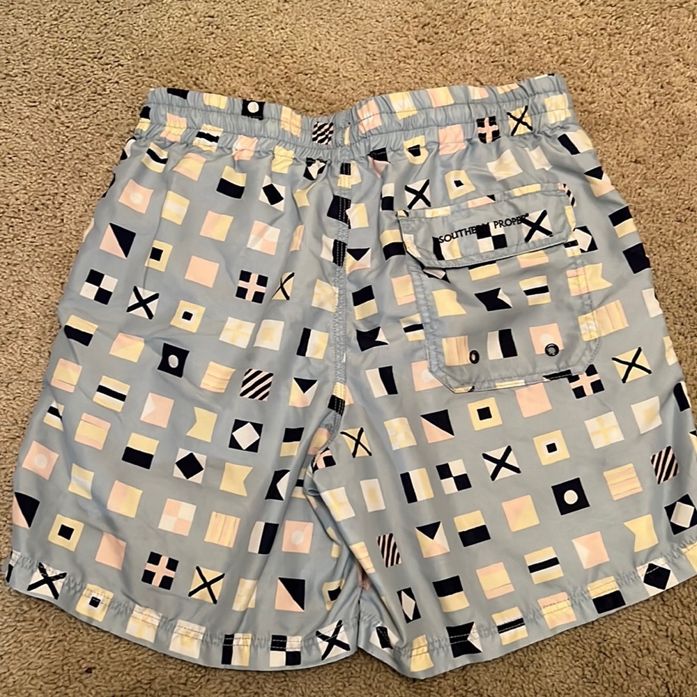 Southern Proper Swim Trunks Flags In Hydrangea Blue Size Small